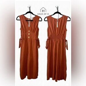 Rust Midi Tie-Waist romper jumper